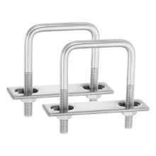 2Sets 304 Stainless Steel Square U-Bolts, 2.05" (52mm) Inner Width 3.15" (80mm) Length M8 with Nuts, Frame Plate, Gasket for Automobiles Trailer, Ski