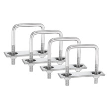 4Sets 304 Stainless Steel Square U-Bolts, 2.05" (52mm) Inner Width 3.15" (80mm) Length M8 with Nuts, Frame Plate, Gasket for Automobiles Trailer, Ski