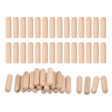 120 Pcs Wooden Dowel Pins 8x30mm(0.31x1.18) Fluted Beveled Ends Wood Dowel Pegs Dried Hardwood for Woodworking Furniture Shelf