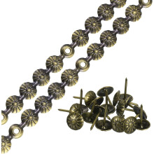 2Pcs Upholstery Tacks Strips, 1Meter Flower Decorative Nail Trims for Sofa Headboard Chair Furniture with Upholstery Nails (11mm Bronze)