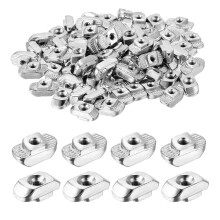 100Pcs M3 T Nuts Sliding T Slot Nuts Fastener Carbon Steel Nickel Plated Half Round Roll in Sliding Aluminum Profile Accessories 3030 Series