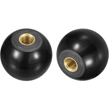 5Pcs Threaded Ball Knobs, M6 Female Thread Thermoset Ball Knob 25mm Dia Round Operation Ball Handles with Copper Insert for Machine Lever Handle, Blac