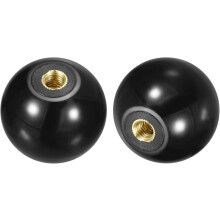 4Pcs Threaded Ball Knobs, M10 Female Thread Thermoset Ball Knob 40mm Dia Round Operation Ball Handles with Copper Insert for Machine Lever Handle, Bla