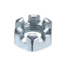 7/16"-20 Hexagon Slotted Nut, Grade 6.8 Zinc-Plated Carbon Steel Hex Nuts Good for Machinery Repairing, Silver, 1Pcs