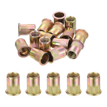 15Pcs Rivet Nuts Flat Head, M12-1.75 Carbon Steel Threaded Insert Nuts Knurled Body Zinc Plated Finish