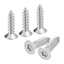 Flat Countersunk Head Torx Screws, 50Pcs M6 x 25mm 304 Stainless Steel Tamper Proof Sheet Metal Screws with Bit T30, Self-Tapping Anti-Theft for Wood,