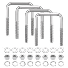 U Bolts, 4 Set 3-1/16" x 4-5/16" - 304 Stainless Steel Square U Bolt with Washers and Nuts, Heavy Duty U-Bolts for Boat Trailer Automobiles Trailer Sa