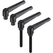 4pcs Clamping Lever Adjustable Handle Set Metric M8 x 60mm Male & M8 Female Thread Level Handles Hand Stud Knobs Quick Release Black for Lathe Machine