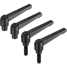 4pcs Clamping Lever Adjustable Handle Set Metric M8 x 25mm Male & M8 Female Thread Level Handles Hand Stud Knobs Quick Release Black for Lathe Machine