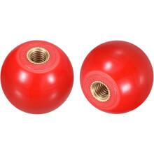 4Pcs Threaded Ball Knobs, M5 Female Thread Thermoset Ball Knob 20mm Dia Round Operation Ball Handles with Copper Insert for Machine Lever Handle, Red