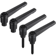 4pcs Clamping Lever Adjustable Handle Set Metric M5 x 25mm Male & M5 Female Thread Level Handles Hand Stud Knobs Quick Release Black for Lathe Machine