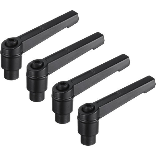 4pcs Clamping Lever Adjustable Handles M4 Metric Female Thread Level Handle Hand Knobs Quick Release Black for Lathe Machinery