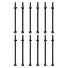 M10x200mm Square Neck Carriage Bolts with Nuts & Washers, 12Set 304 Stainless Steel Round Head Square Neck Coach Bolt Screws, Black
