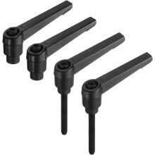 4pcs Clamping Lever Adjustable Handle Set Metric M5 x 40mm Male & M5 Female Thread Level Handles Hand Stud Knobs Quick Release Black for Lathe Machine