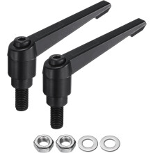 2pcs Lever Adjustable Handles M10 x 20mm Metric Male Thread with Nuts Washers, Level Clamping Handle Set Hand Stud Knobs Rotating Screw Handles Bolts