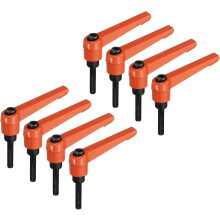 8pcs Lever Adjustable Handles M5 x 25mm Metric Male Thread, Level Clamping Handle Hand Stud Knobs Rotating Screw Handles Bolts with Locking Lever, Ora