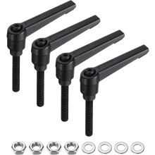 4pcs Lever Adjustable Handles M6 x 32mm Metric Male Thread with Nuts Washers, Level Clamping Handle Set Hand Stud Knobs Rotating Screw Handles Bolts w