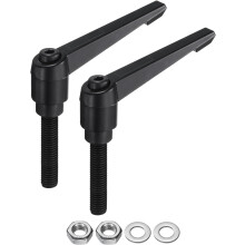 2pcs Lever Adjustable Handles M10 x 50mm Metric Male Thread with Nuts Washers, Level Clamping Handle Set Hand Stud Knobs Rotating Screw Handles Bolts