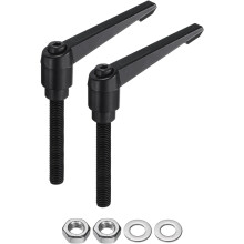 2pcs Lever Adjustable Handles M10 x 70mm Metric Male Thread with Nuts Washers, Level Clamping Handle Set Hand Stud Knobs Rotating Screw Handles Bolts