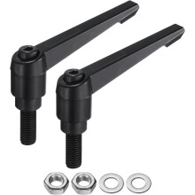 2pcs Lever Adjustable Handles M10 x 25mm Metric Male Thread with Nuts Washers, Level Clamping Handle Set Hand Stud Knobs Rotating Screw Handles Bolts