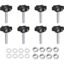 8pcs Star Clamping Knobs with Nuts Washers, M8 x 40mm Metric Zinc Plated Carbon Steel Male Thread 38mm 6-Star Plastic Head, Threaded Stud Hand Knobs H
