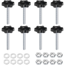 8pcs Star Clamping Knobs with Nuts Washers, M6 x 50mm Metric Zinc Plated Carbon Steel Male Thread 32mm 6-Star Plastic Head, Threaded Stud Hand Knobs H