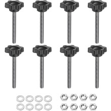 8pcs Star Clamping Knobs with Nuts Washers, M5 x 45mm Metric 304 Stainless Steel Male Thread 25mm 6-Star Plastic Head, Threaded Stud Hand Knobs Handle