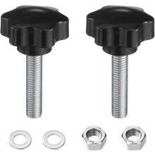 2pcs Star Clamping Knobs with Nuts Washers, M12 x 50mm Metric Zinc Plated Carbon Steel Male Thread 48mm 6-Star Plastic Head, Threaded Stud Hand Knobs