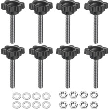 8pcs Star Clamping Knobs with Nuts Washers, M5 x 30mm Metric 304 Stainless Steel Male Thread 25mm 6-Star Plastic Head, Threaded Stud Hand Knobs Handle