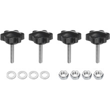 4pcs Star Clamping Knobs with Nuts Washers, M6 x 35mm Metric 304 Stainless Steel Male Thread 38mm 6-Star Plastic Head, Threaded Stud Hand Knobs Handle