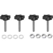 4pcs Star Clamping Knobs with Nuts Washers, M8 x 45mm Metric 304 Stainless Steel Male Thread 38mm 6-Star Plastic Head, Threaded Stud Hand Knobs Handle