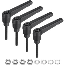 4pcs Lever Adjustable Handles M4 x 32mm Metric Male Thread with Nuts Washers, Level Clamping Handle Set Hand Stud Knobs Rotating Screw Handles Bolts w