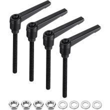 4pcs Lever Adjustable Handles M6 x 70mm Metric Male Thread with Nuts Washers, Level Clamping Handle Set Hand Stud Knobs Rotating Screw Handles Bolts w