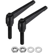 2pcs Lever Adjustable Handles M12 x 50mm Metric Male Thread with Nuts Washers, Level Clamping Handle Set Hand Stud Knobs Rotating Screw Handles Bolts