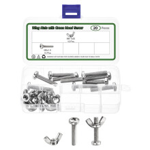 10 Set Screw Bolts Kit with Wing Nut, Stainless Steel M6x1mm Hand Tighten Wing Nuts with M6x30mm Cross Head Screw for Machinery Electronic Equipment,