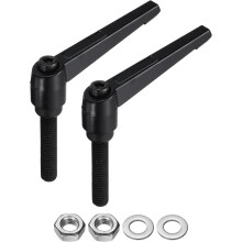 2pcs Lever Adjustable Handles M12 x 60mm Metric Male Thread with Nuts Washers, Level Clamping Handle Set Hand Stud Knobs Rotating Screw Handles Bolts