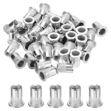 60Pcs Rivet Nuts Flat Head, 1/4"-20 Stainless Steel 304 Thread Insert Nuts Knurled Body
