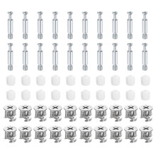 30Set 15x14mm Furniture Cam Lock Fitting with 5.8x32mm Dowel Fasteners, 3-in-1 Metal Furniture Board Connecting Screws Bolts Assortment Kit for Cabine