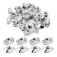 100Pcs M4 T Nuts Sliding T Slot Nut Fastener Carbon Steel Nickel Plated Half Round Roll in Sliding Aluminum Profile Accessories 3030 Series