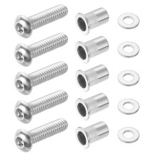 1/4-20 Rivet Nuts and Bolts 1" Button Head Socket Cap Screws 1/4-20 Flat Washers Threaded Stainless Steel 304, 50 Set