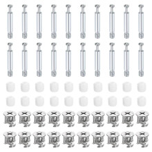 30Set 15x14mm Furniture Cam Lock Fitting with 5.8x40mm Dowel Fasteners, 3-in-1 Metal Furniture Board Connecting Screws Bolts Assortment Kit for Cabine