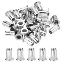 30Pcs Rivet Nuts Flat Head, #10-24 Stainless Steel 304 Thread Insert Nuts Knurled Body