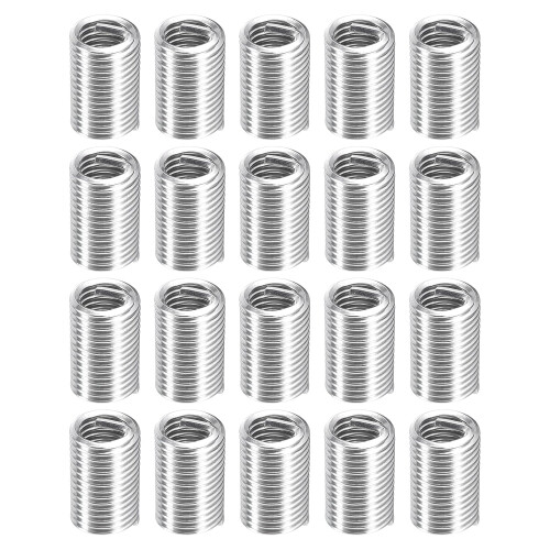 50Pcs Helical Threaded Inserts, M6-1x3D 304 Stainless Steel Threaded Socket, Thread Repair Insert for Plastic Wood Thread Repair