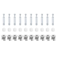 10Set 15x14mm Furniture Cam Lock Fitting with 5.8x35mm Dowel Fasteners, 3-in-1 Metal Furniture Board Connecting Screws Bolts Assortment Kit for Cabine