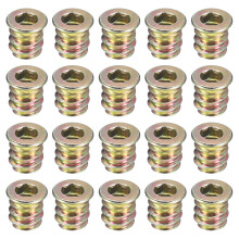 100Pcs Threaded Inserts, M5-0.8x10 Zinc Plated Carbon Steel Hex Socket Drive Screw-in Nut Threaded Inserts for Wood Working Tool and Accessories