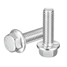 25Pcs 3/8-16 x 1-1/4" Flanged Hex Head Bolts, 304 Stainless Steel Flange Hexagon Screws, Flange Hex Drive Screws 5.8 Grade for Machinery Industry Home