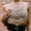 Rhinestone-Backless Halter-Crop Top Adjustable-Harness-Bikini Chest Chain Silver 9