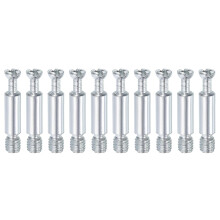 10Pcs 32mm Furniture Connecting Fittings, Thread Bolts Dowels Screws, Metal Dowel Fitting Fasteners for Cabinet Drawer and Wardrobe Furniture, Silver