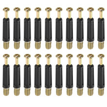30Pcs 40mm Furniture Connecting Fittings, Thread Bolts Dowels Screws, Metal Dowel Fitting Fasteners for Cabinet Drawer and Wardrobe Furniture, Black