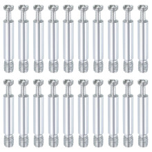 20Pcs 40mm Furniture Connecting Fittings, Thread Bolts Dowels Screws, Metal Dowel Fitting Fasteners for Cabinet Drawer and Wardrobe Furniture, Silver